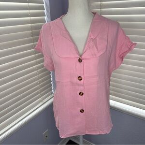 Pink Button-Up Women's Top
